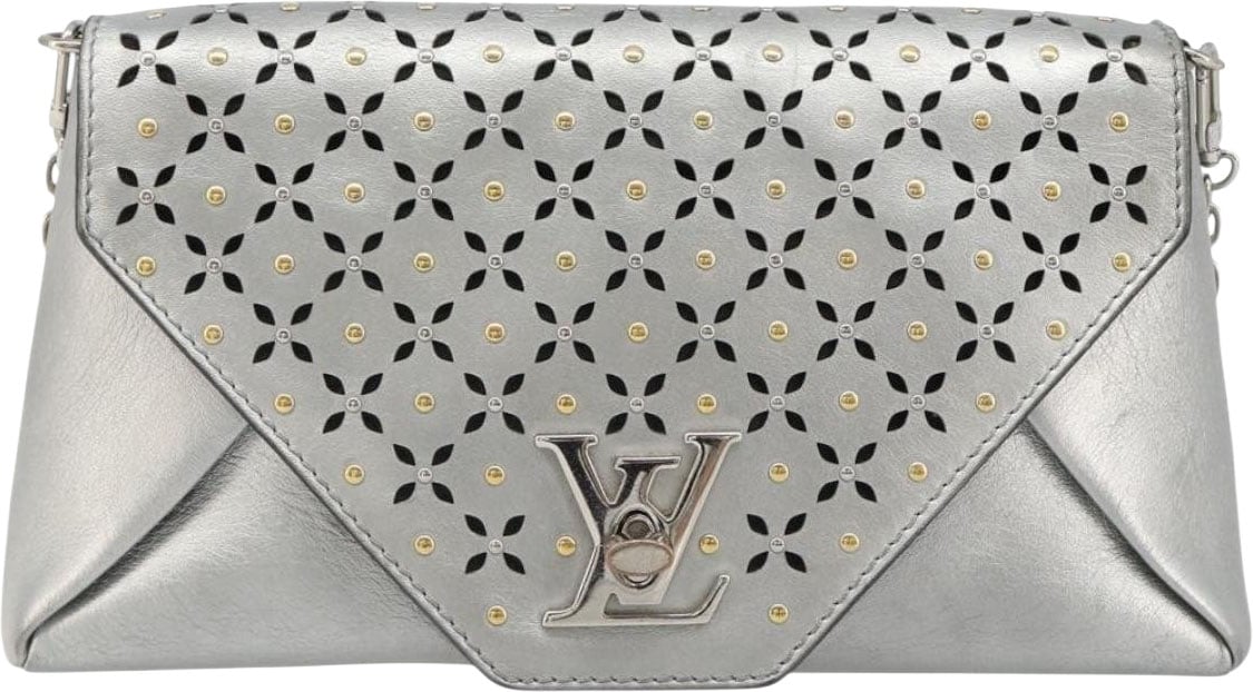 Louis Vuitton Love Note Chain Clutch Leather Zilver