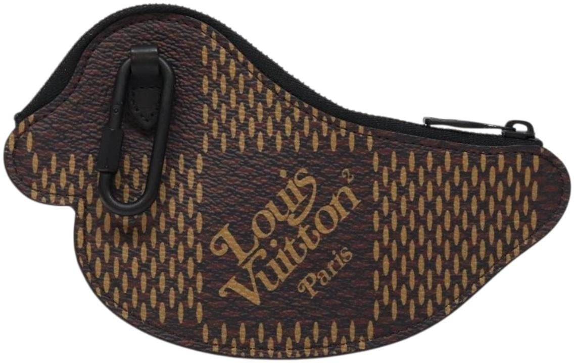 Louis Vuitton Louis Vuitton Nigo Duck Coin Holder Printed Leather and Limited Edition Giant Damier Zwart