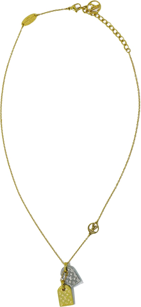 Louis Vuitton Louis Vuitton Nanogram Name Tag Pendant Necklace Metal Goud