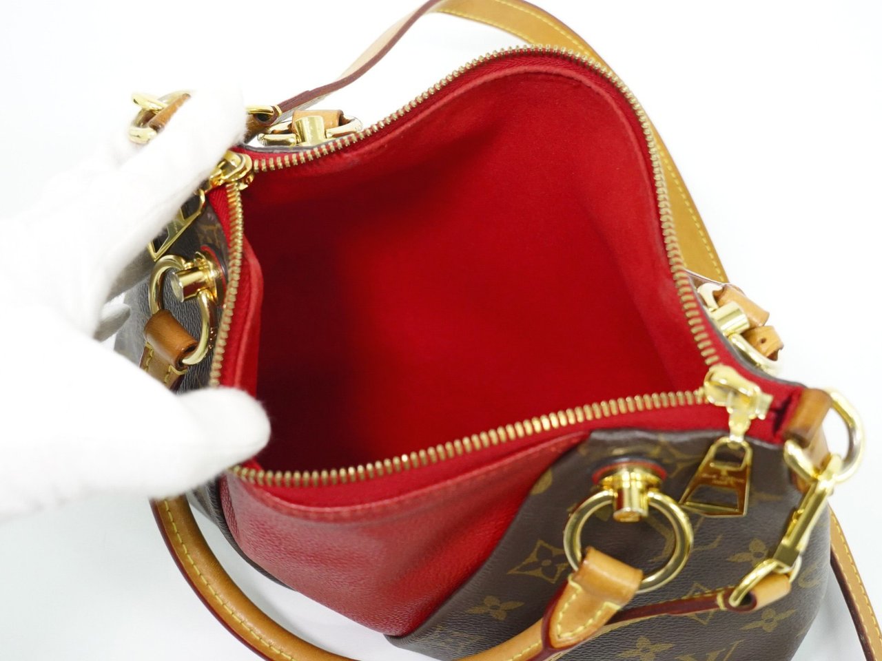 Louis Vuitton V Tote Monogram Canvas and Leather BB Bruin