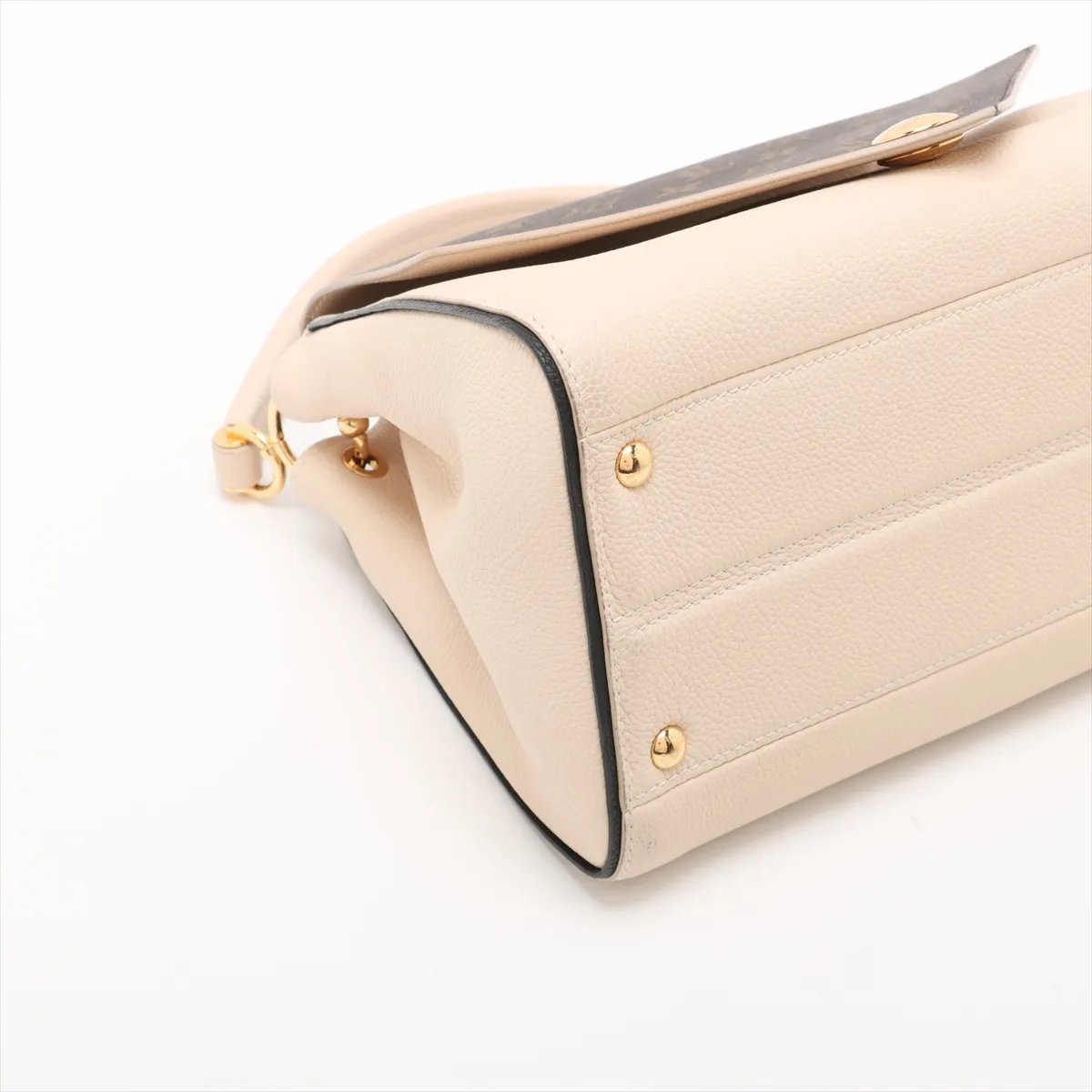 Louis Vuitton Louis Vuitton Double V Handbag Calfskin with Monogram Canvas Beige