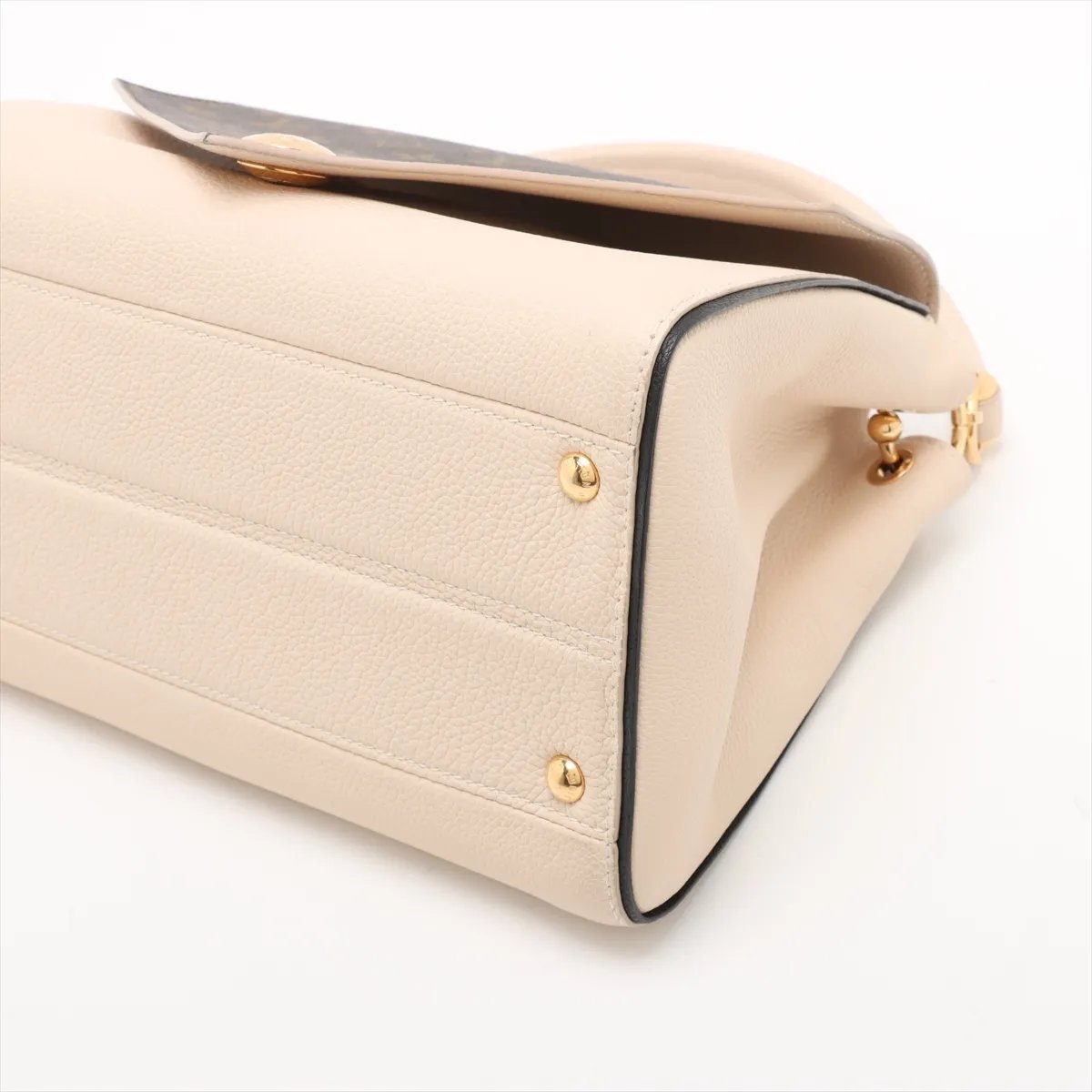 Louis Vuitton Louis Vuitton Double V Handbag Calfskin with Monogram Canvas Beige