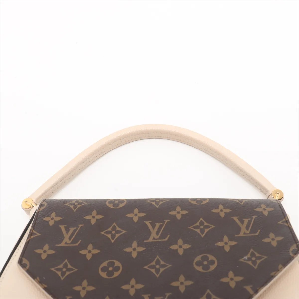 Louis Vuitton Louis Vuitton Double V Handbag Calfskin with Monogram Canvas Beige