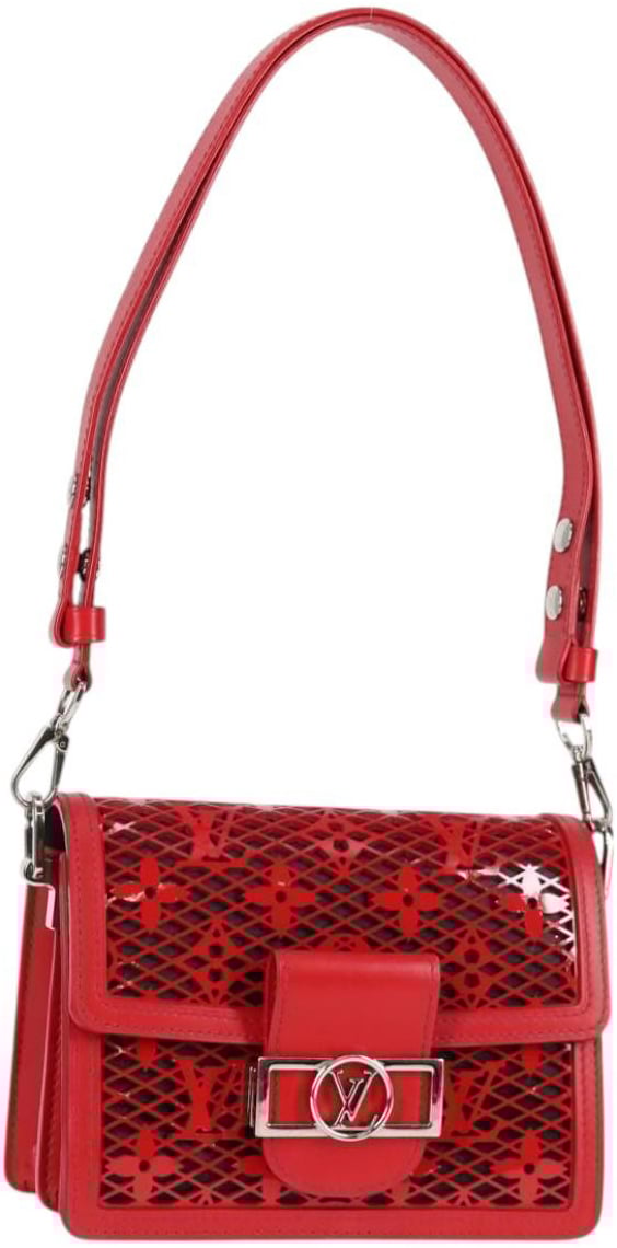 Louis Vuitton Louis Vuitton Dauphine Shoulder Bag Monogram Lace Leather Mini Rood