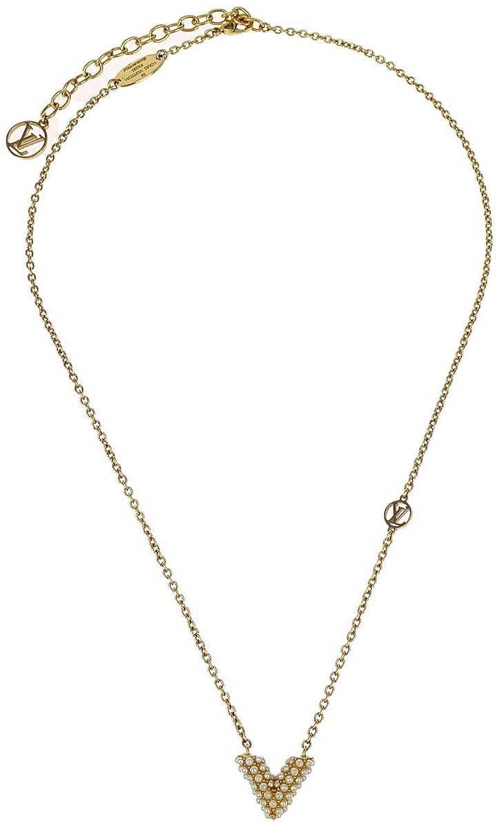 Louis Vuitton Louis Vuitton Essential V Perle Necklace Metal with Faux Pearls Goud