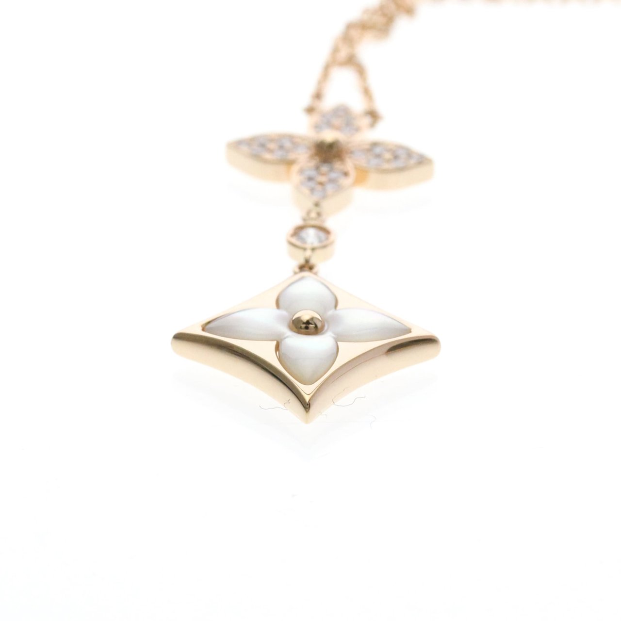 Louis Vuitton Color Blossom Lariat 18K Rose Gold with Mother of Pearl and Diamond Goud