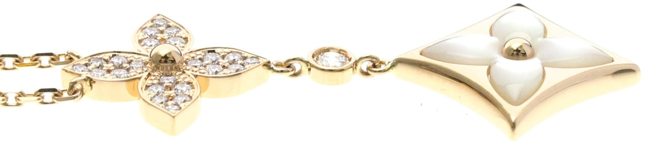 Louis Vuitton Color Blossom Lariat 18K Rose Gold with Mother of Pearl and Diamond Goud
