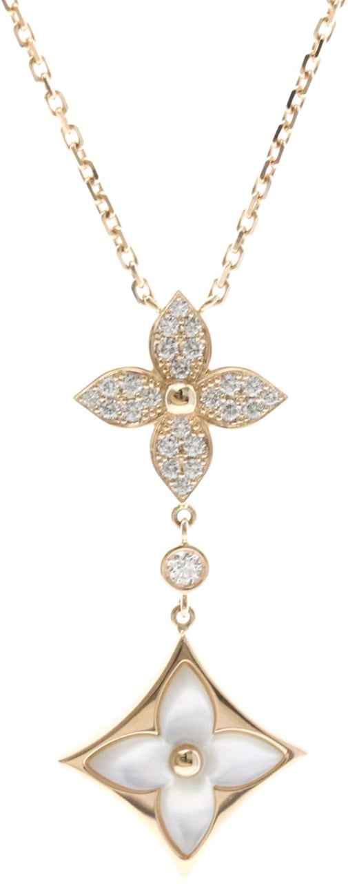 Louis Vuitton Color Blossom Lariat 18K Rose Gold with Mother of Pearl and Diamond Goud