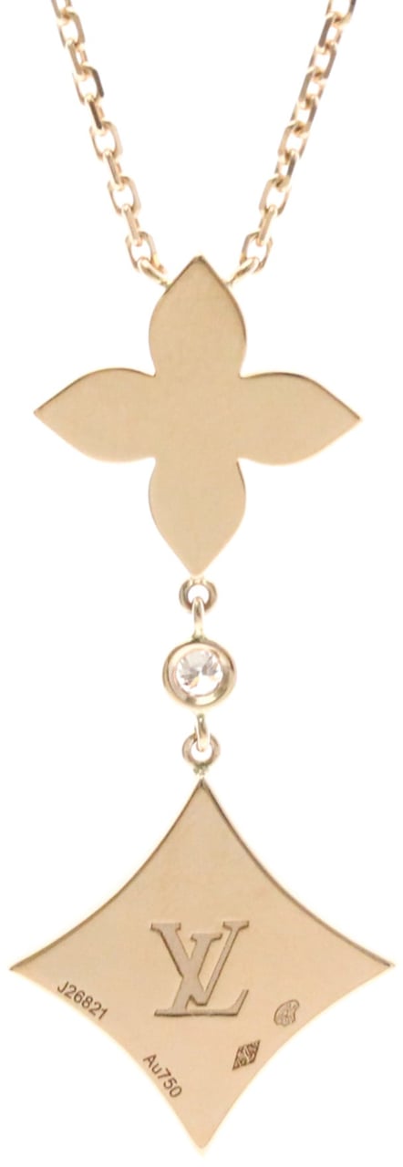 Louis Vuitton Color Blossom Lariat 18K Rose Gold with Mother of Pearl and Diamond Goud