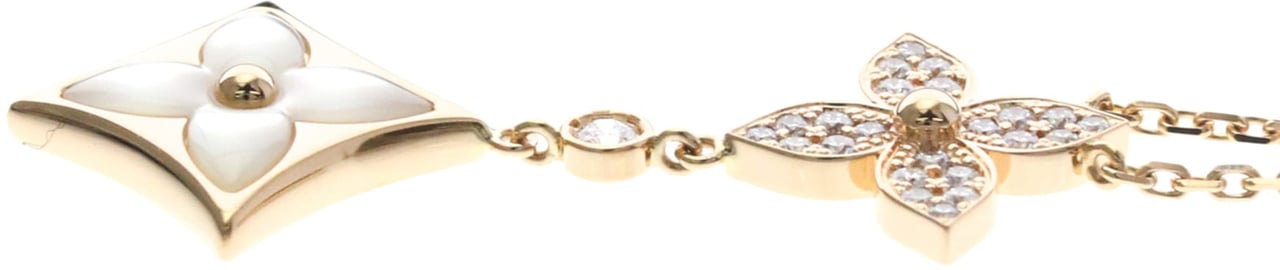 Louis Vuitton Color Blossom Lariat 18K Rose Gold with Mother of Pearl and Diamond Goud