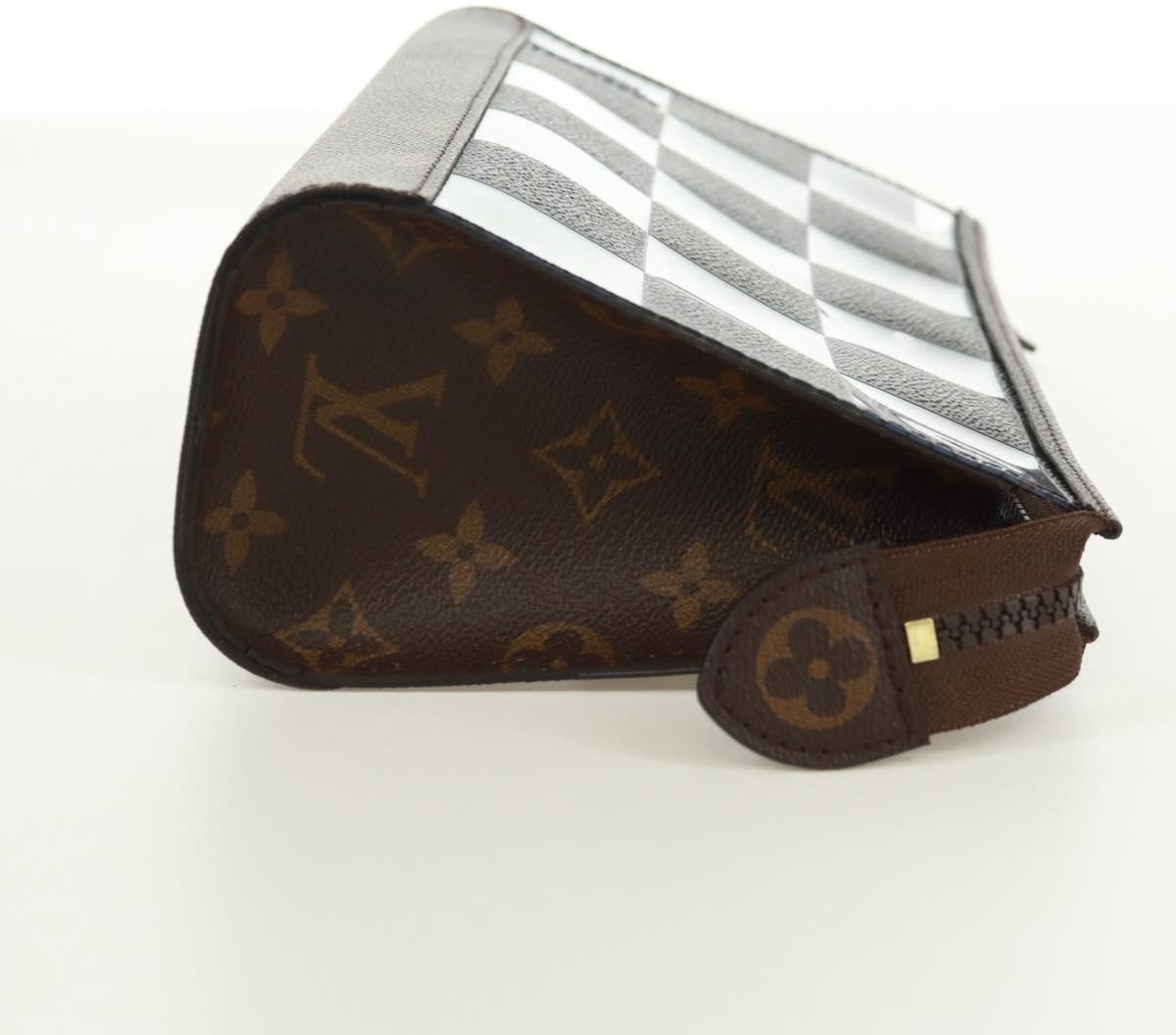 Louis Vuitton Standing Pouch Monogram Chess Coated Canvas and PVC Bruin