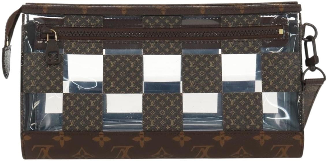 Louis Vuitton Standing Pouch Monogram Chess Coated Canvas and PVC Bruin