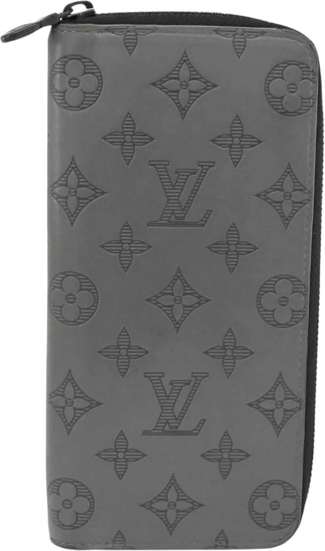 Louis Vuitton Zippy Wallet Vertical Monogram Shadow Leather Grijs