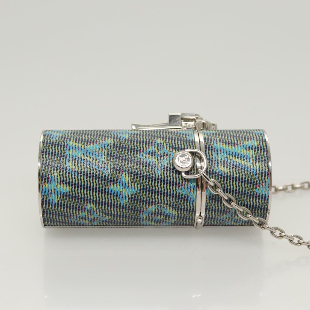 Louis Vuitton Lipstick Case on Chain Damier Monogram LV Pop Canvas Blauw