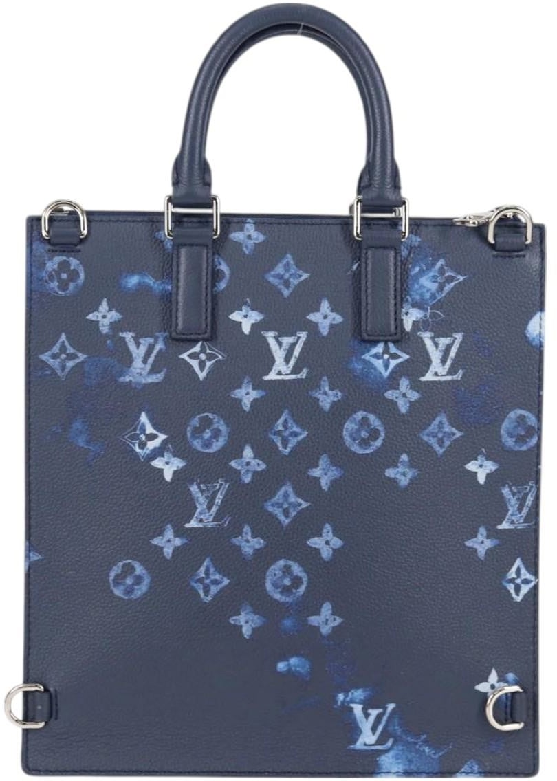 Louis Vuitton Sac Plat Zipped Limited Edition Monogram Ink Watercolor Leather Blauw