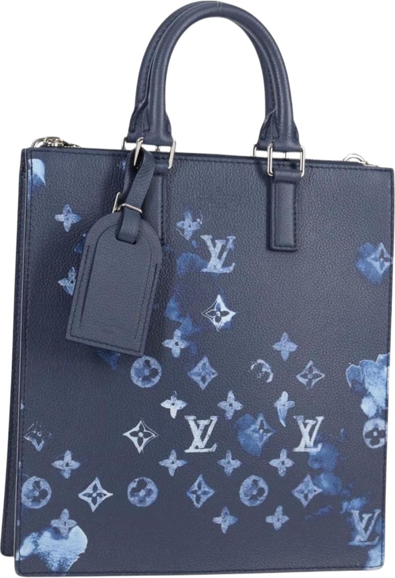 Louis Vuitton Sac Plat Zipped Limited Edition Monogram Ink Watercolor Leather Blauw