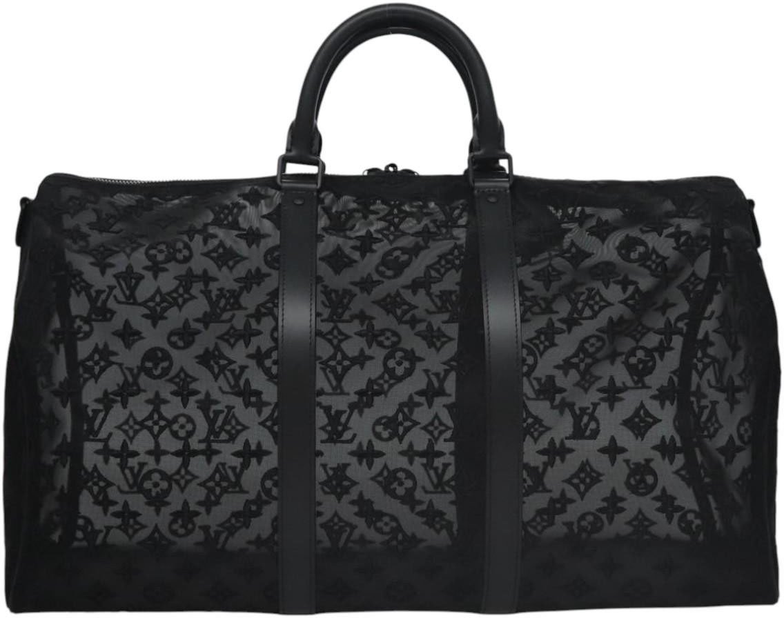 Louis Vuitton Louis Vuitton Keepall Bandouliere Bag Monogram See Through Mesh 50 Zwart