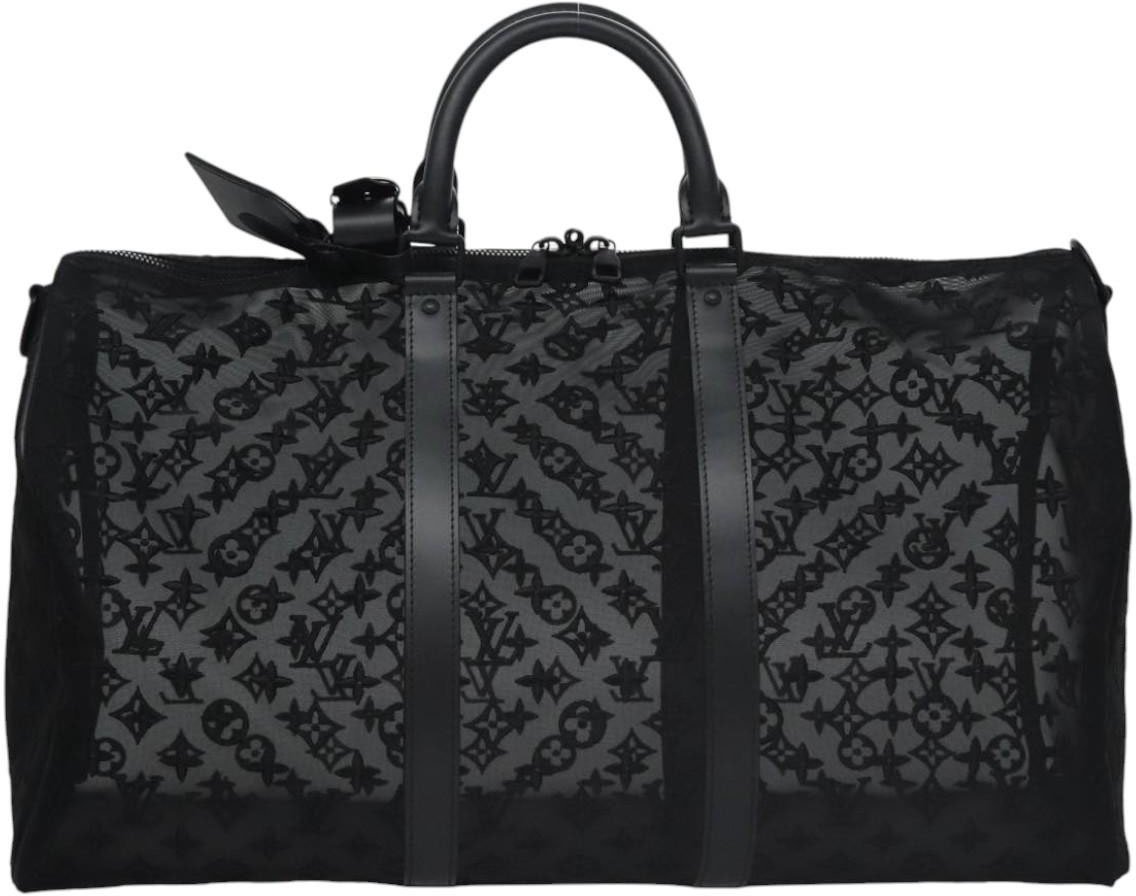 Louis Vuitton Louis Vuitton Keepall Bandouliere Bag Monogram See Through Mesh 50 Zwart