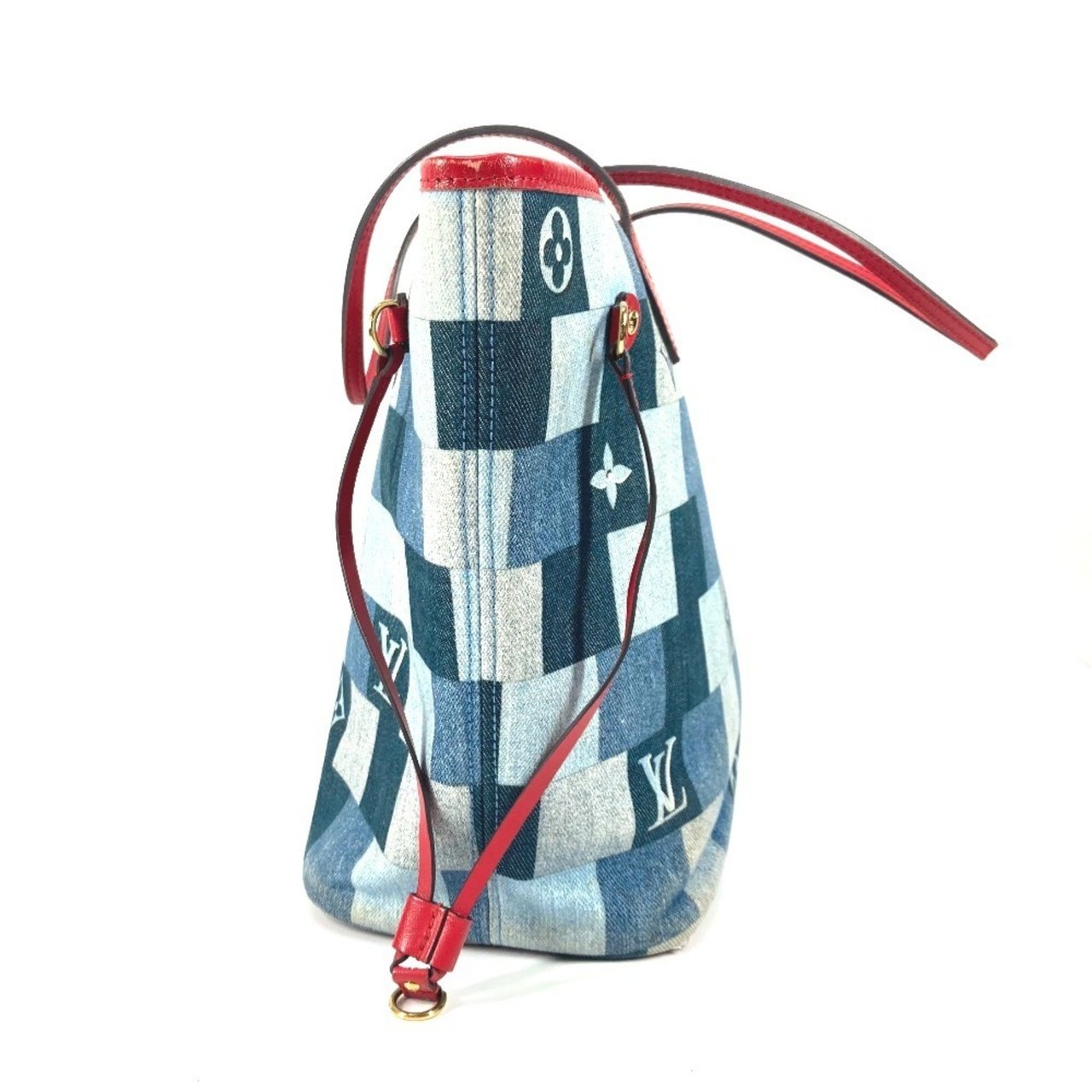 Louis Vuitton Louis Vuitton Neverfull Tote Damier and Monogram Patchwork Denim MM Blauw