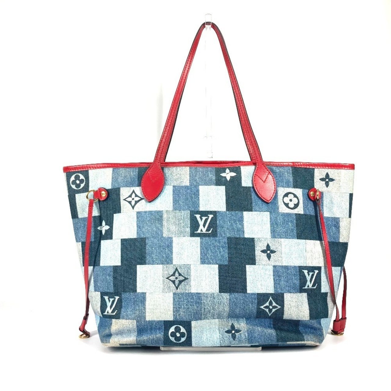 Louis Vuitton Louis Vuitton Neverfull Tote Damier and Monogram Patchwork Denim MM Blauw