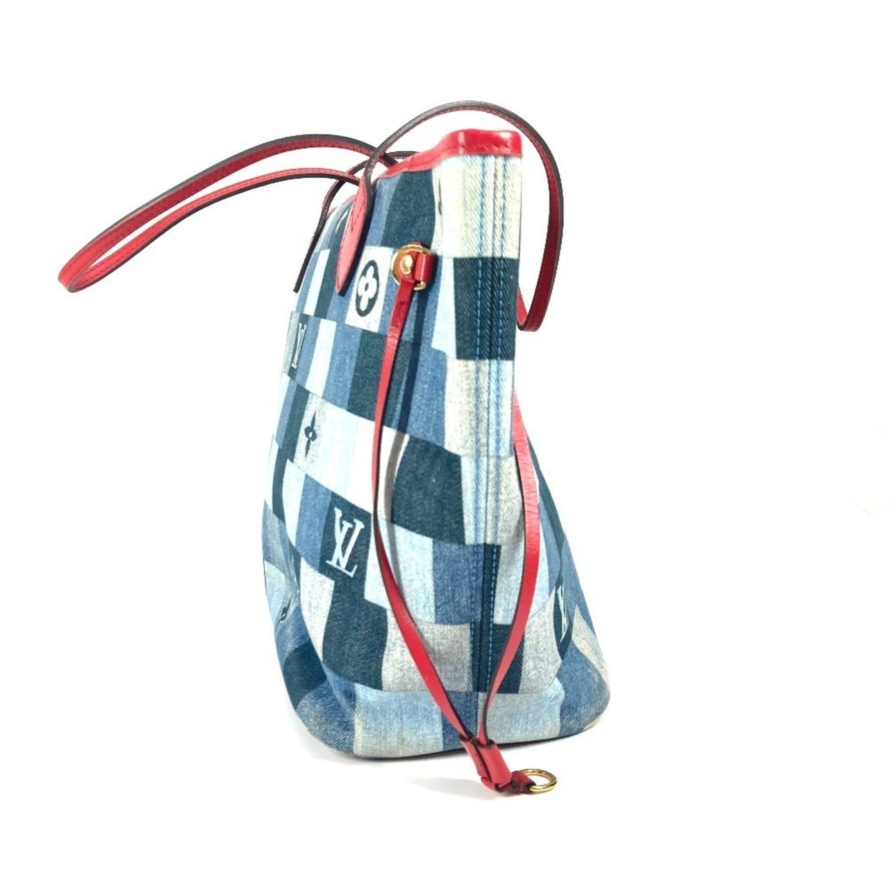 Louis Vuitton Louis Vuitton Neverfull Tote Damier and Monogram Patchwork Denim MM Blauw