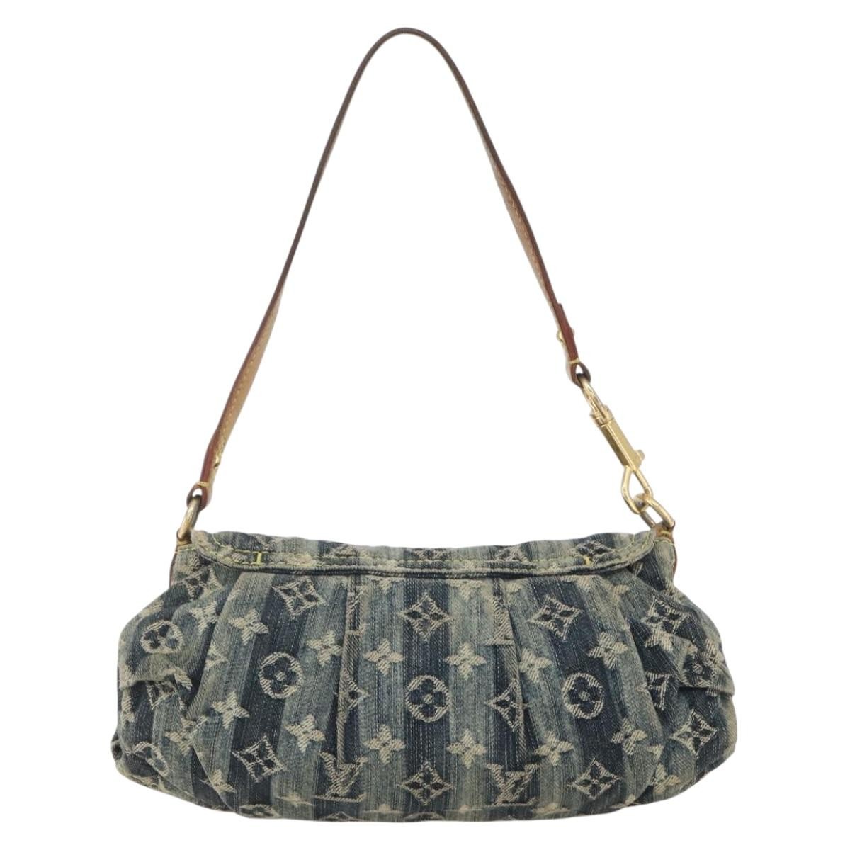 Louis Vuitton Louis Vuitton Pleaty Raye Handbag Striped Monogram Denim Mini Blauw