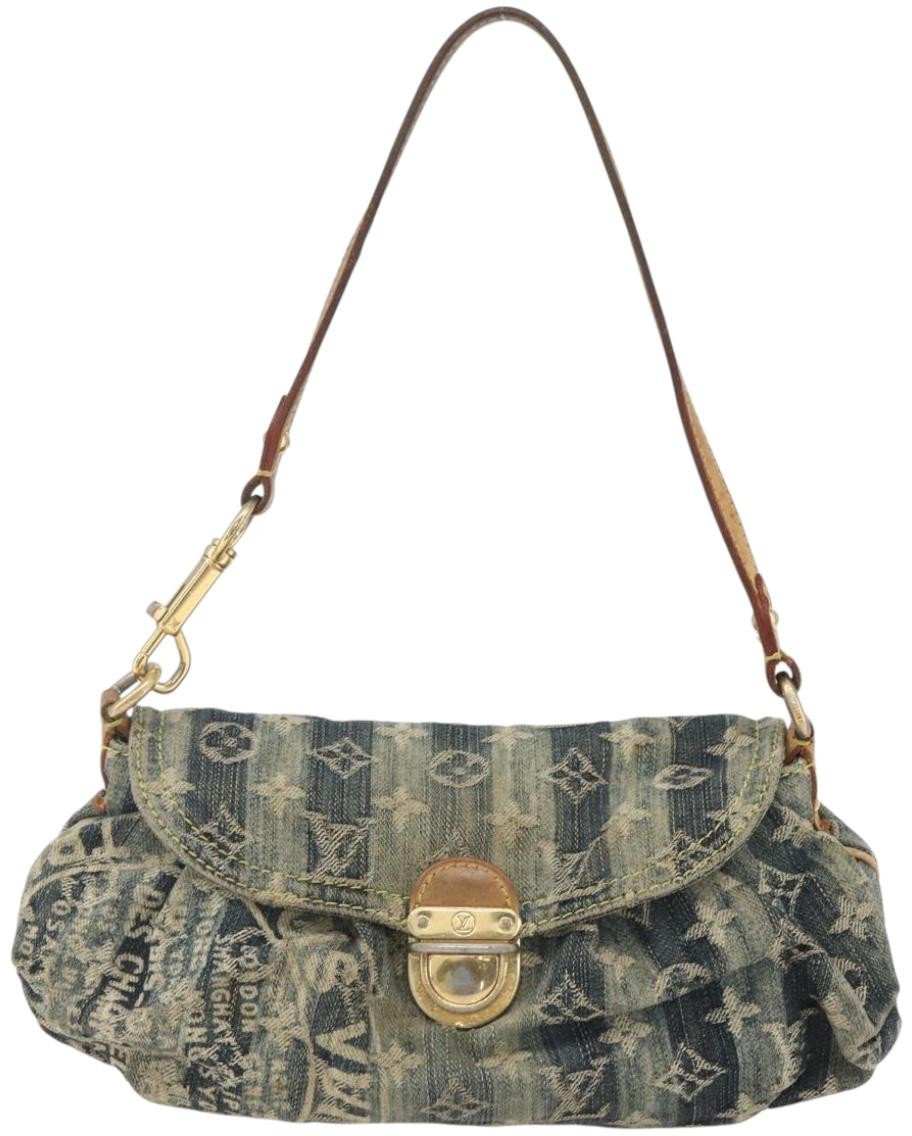 Louis Vuitton Louis Vuitton Pleaty Raye Handbag Striped Monogram Denim Mini Blauw