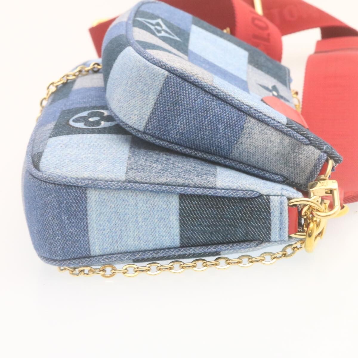 Louis Vuitton Louis Vuitton Multi Pochette Accessoires Damier and Monogram Patchwork Denim Blauw