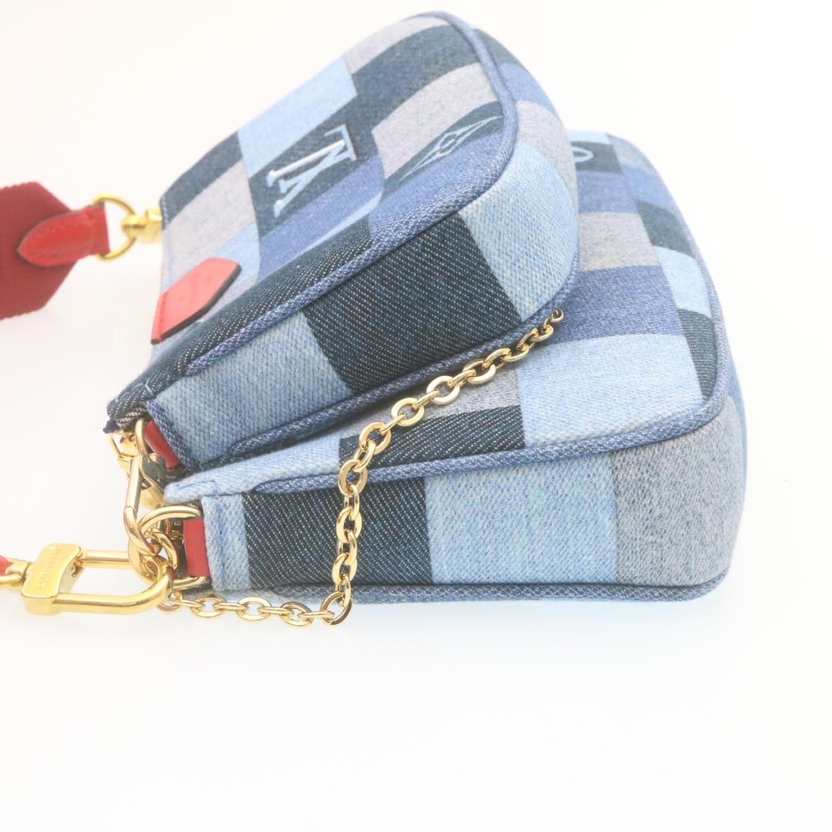 Louis Vuitton Louis Vuitton Multi Pochette Accessoires Damier and Monogram Patchwork Denim Blauw