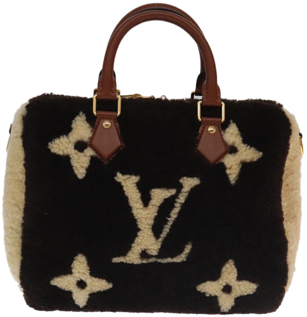Louis Vuitton Speedy Bandouliere Bag Monogram Giant Teddy Fleece 25 Bruin
