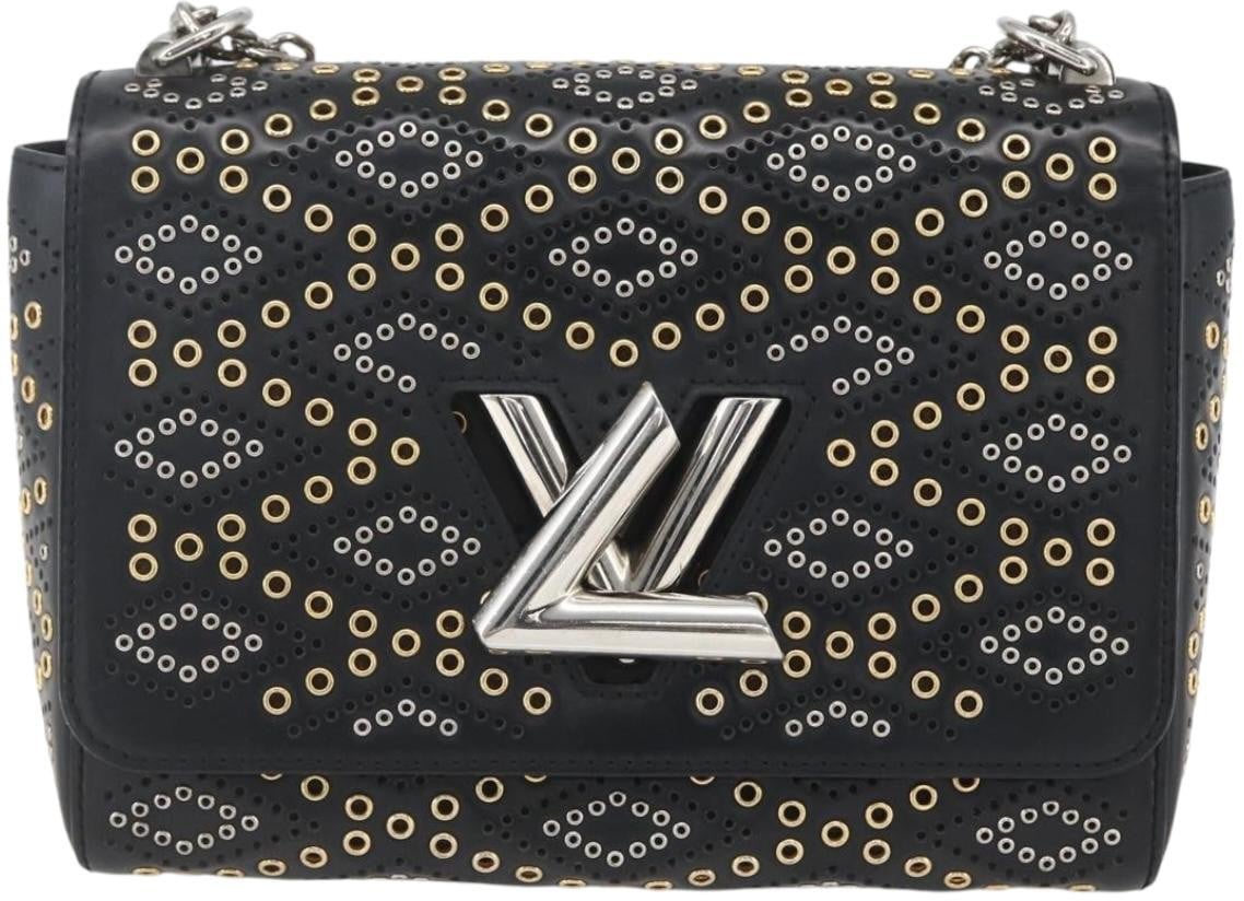 Louis Vuitton Louis Vuitton Twist Handbag Limited Edition Grommet Embellished Leather MM Zwart