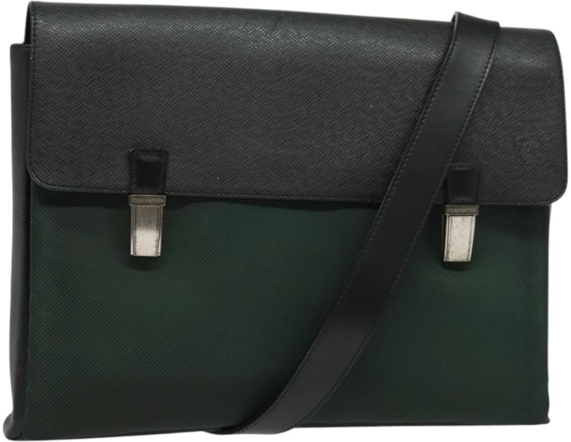 Louis Vuitton Louis Vuitton Saratov Messenger Bag Taiga Leather and Canvas GM Grijs