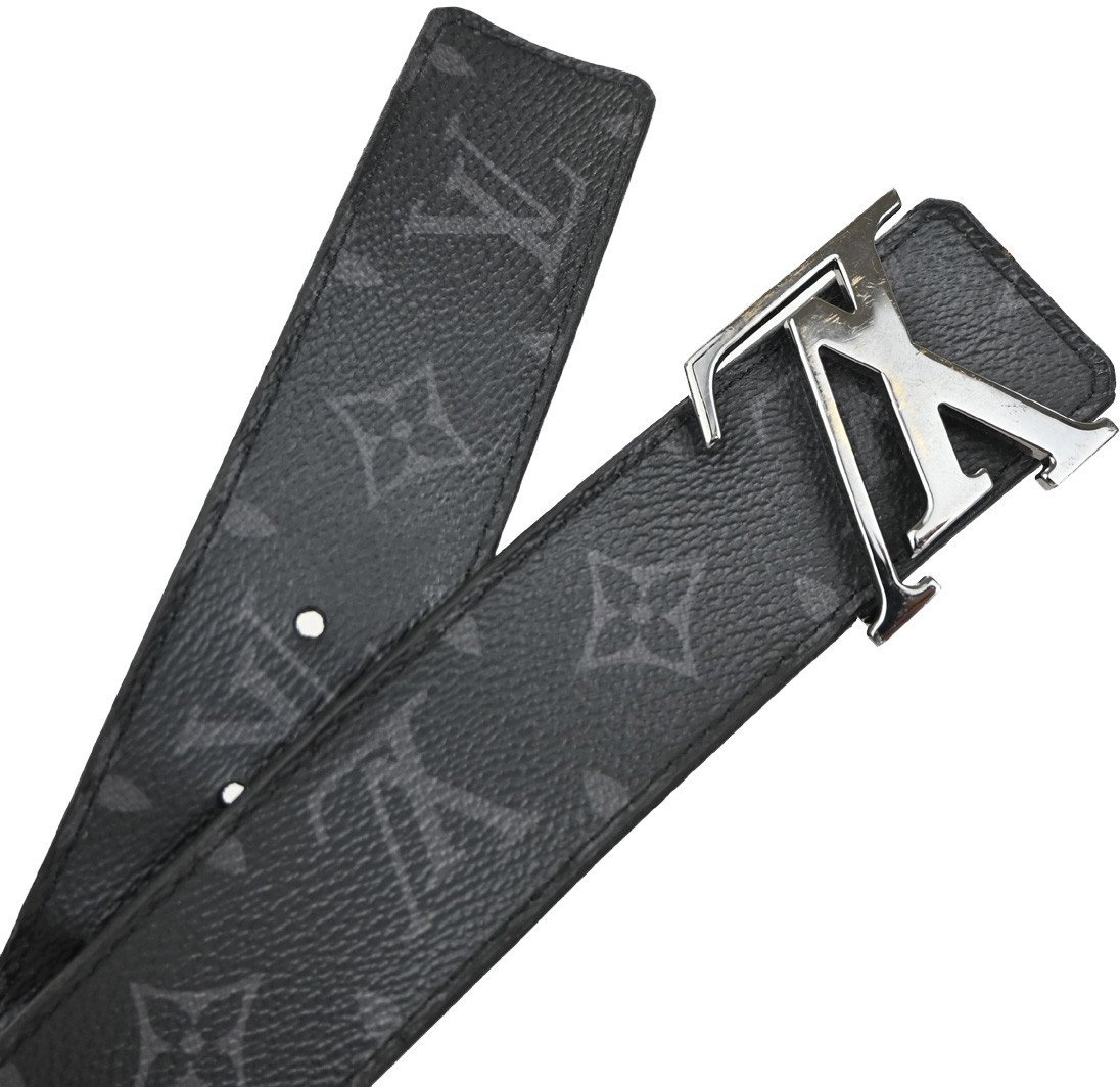 Louis Vuitton Louis Vuitton LV Initiales Belt Monogram Eclipse Leather Zwart