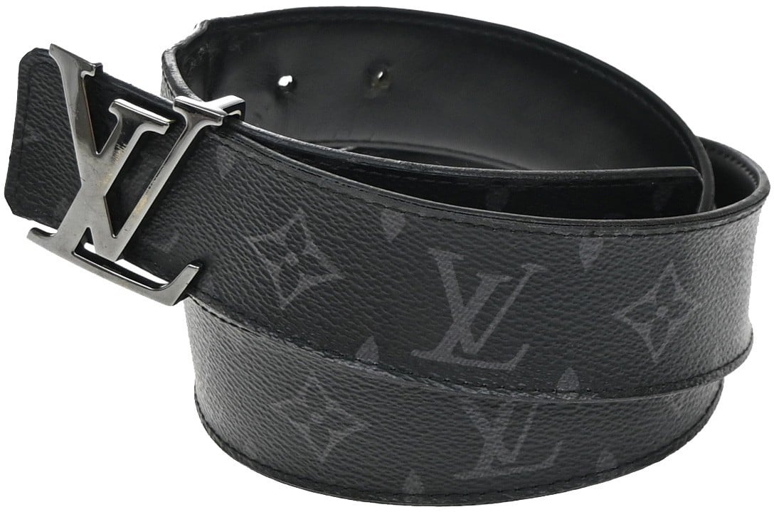 Louis Vuitton Louis Vuitton LV Initiales Belt Monogram Eclipse Leather Zwart