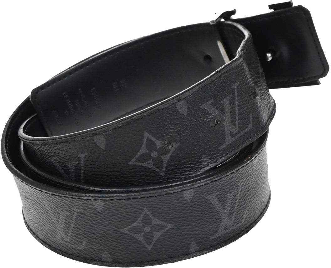 Louis Vuitton Louis Vuitton LV Initiales Belt Monogram Eclipse Leather Zwart