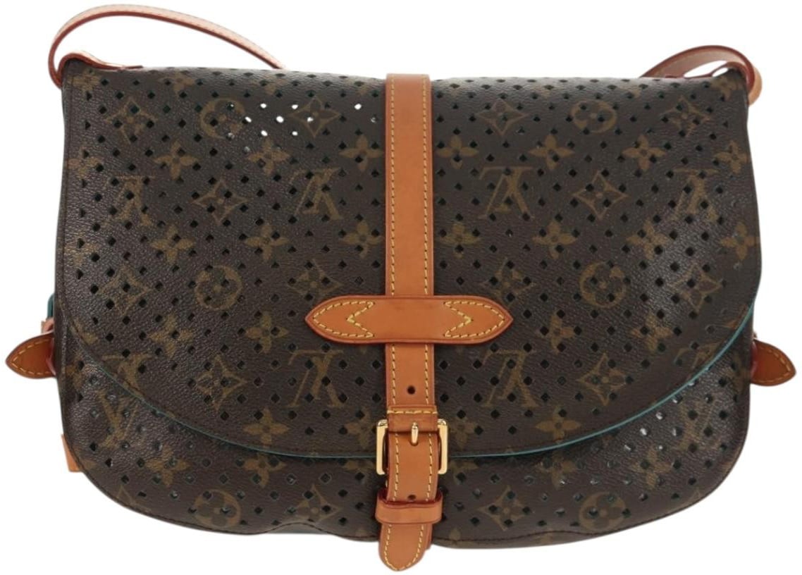Louis Vuitton Louis Vuitton Flore Saumur Handbag Perforated Monogram Canvas Bruin