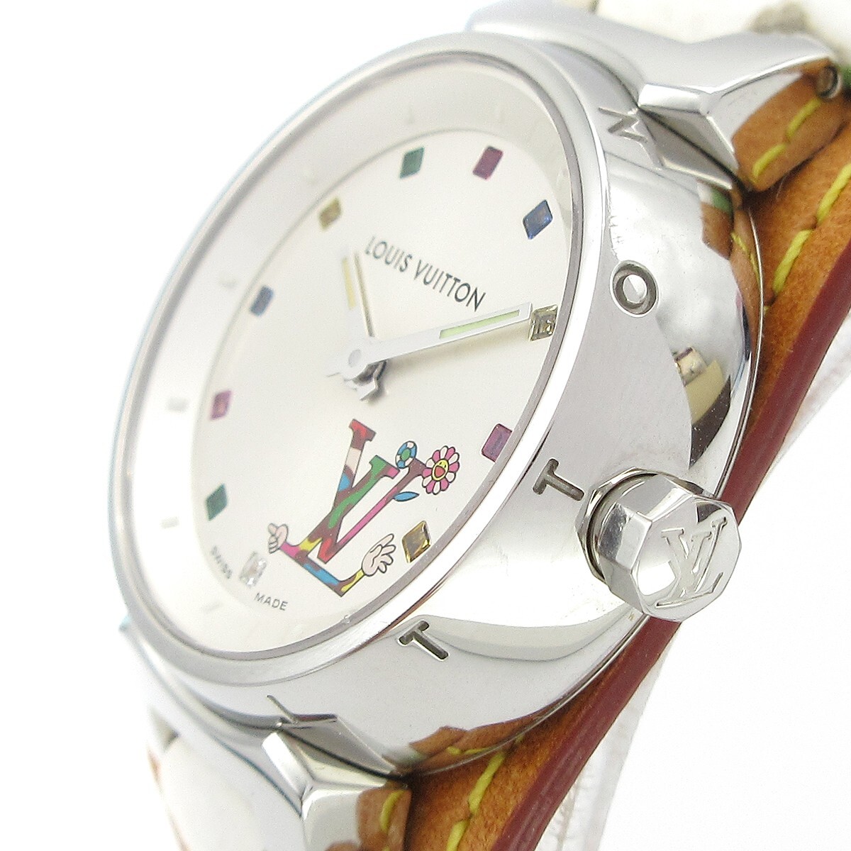 Louis Vuitton Louis Vuitton Tambour Quartz Watch Stainless Steel and Monogram Multicolor 28 Divers