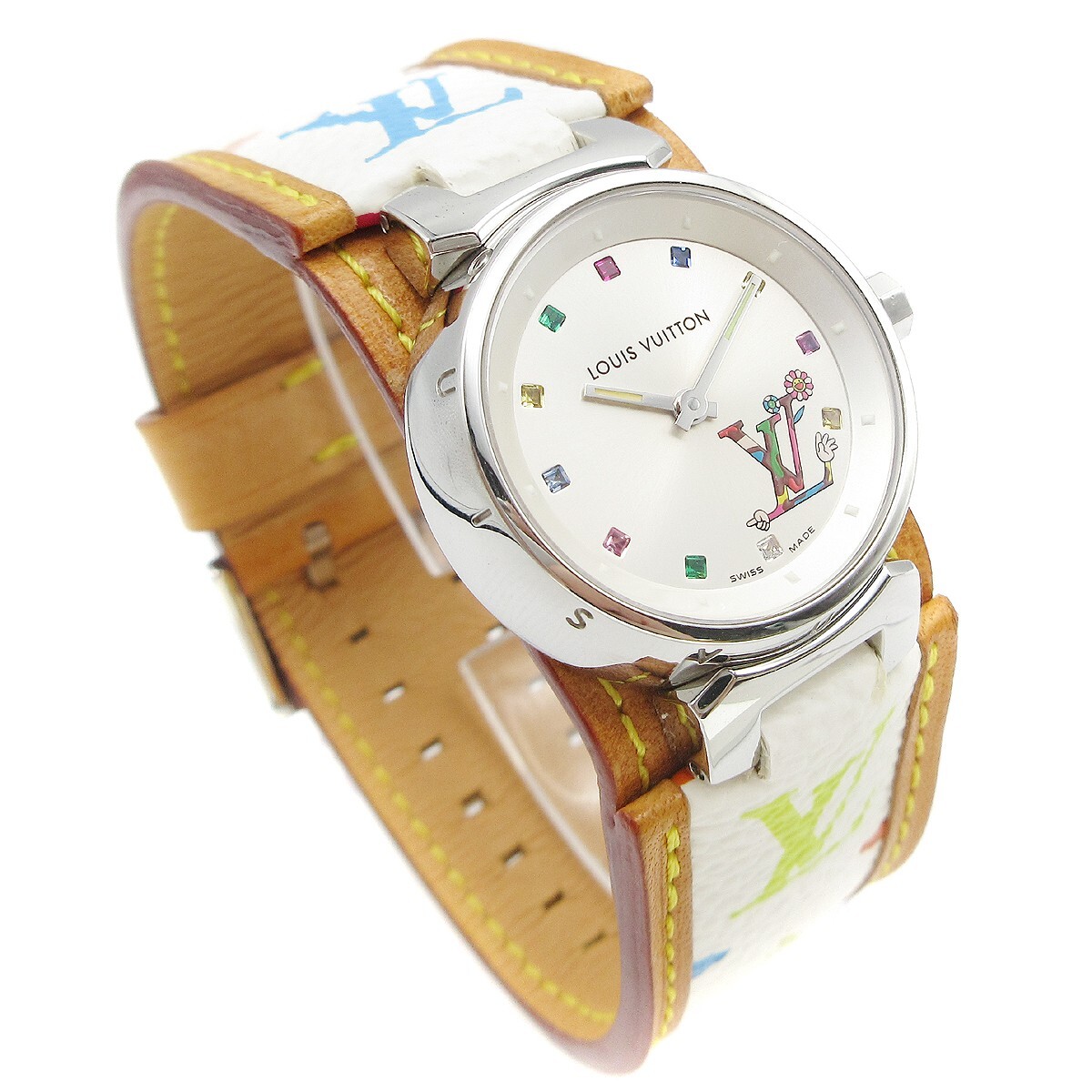 Louis Vuitton Louis Vuitton Tambour Quartz Watch Stainless Steel and Monogram Multicolor 28 Divers