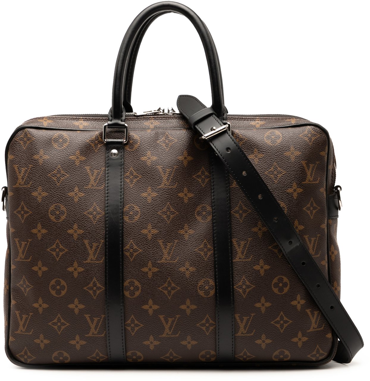 Louis Vuitton Monogram Macassar Porte Documents Voyage Bruin