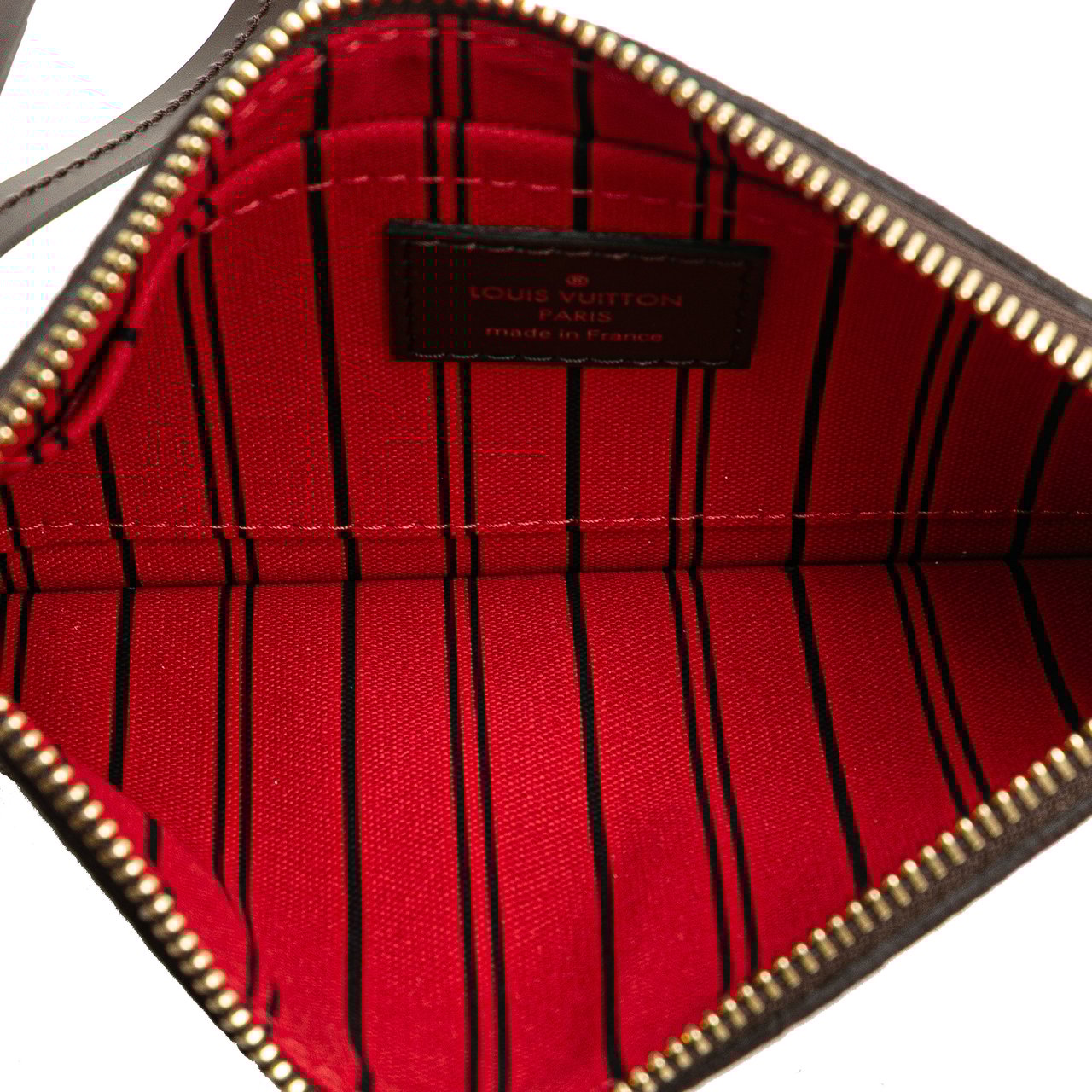 Louis Vuitton Damier Ebene Neverfull PM Pouch Bruin