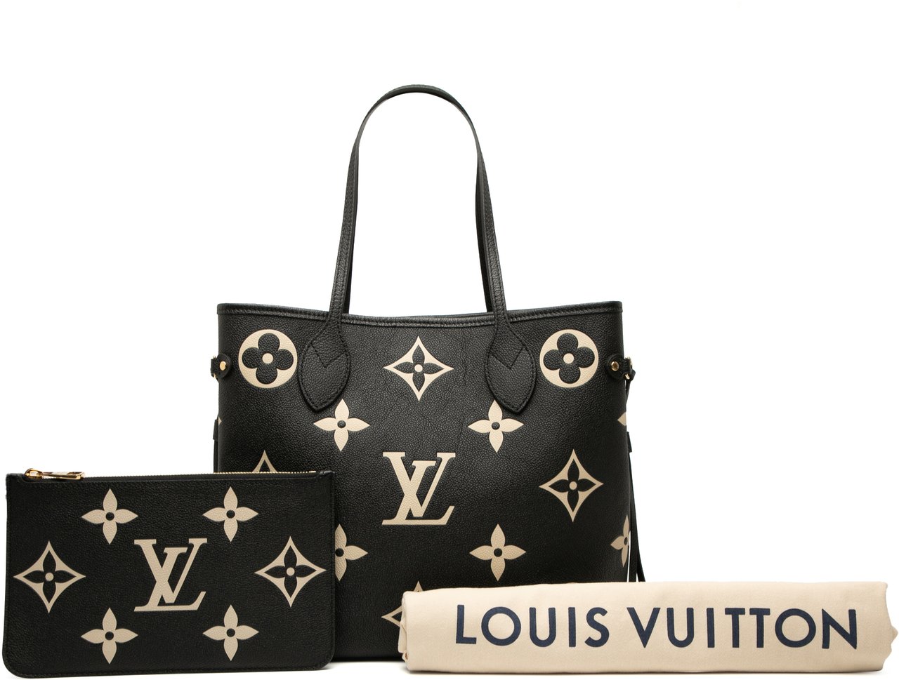 Louis Vuitton Bicolor Monogram Giant Empreinte Neverfull MM Zwart