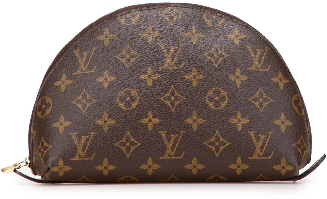 Louis Vuitton Monogram Trousse Demi Ronde Cosmetic Pouch Bruin