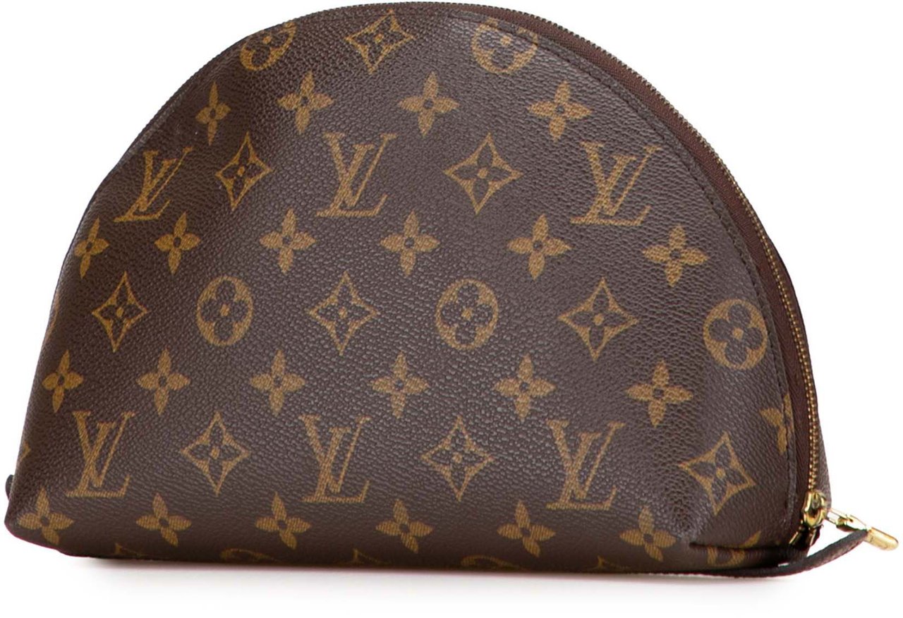 Louis Vuitton Monogram Trousse Demi Ronde Cosmetic Pouch Bruin