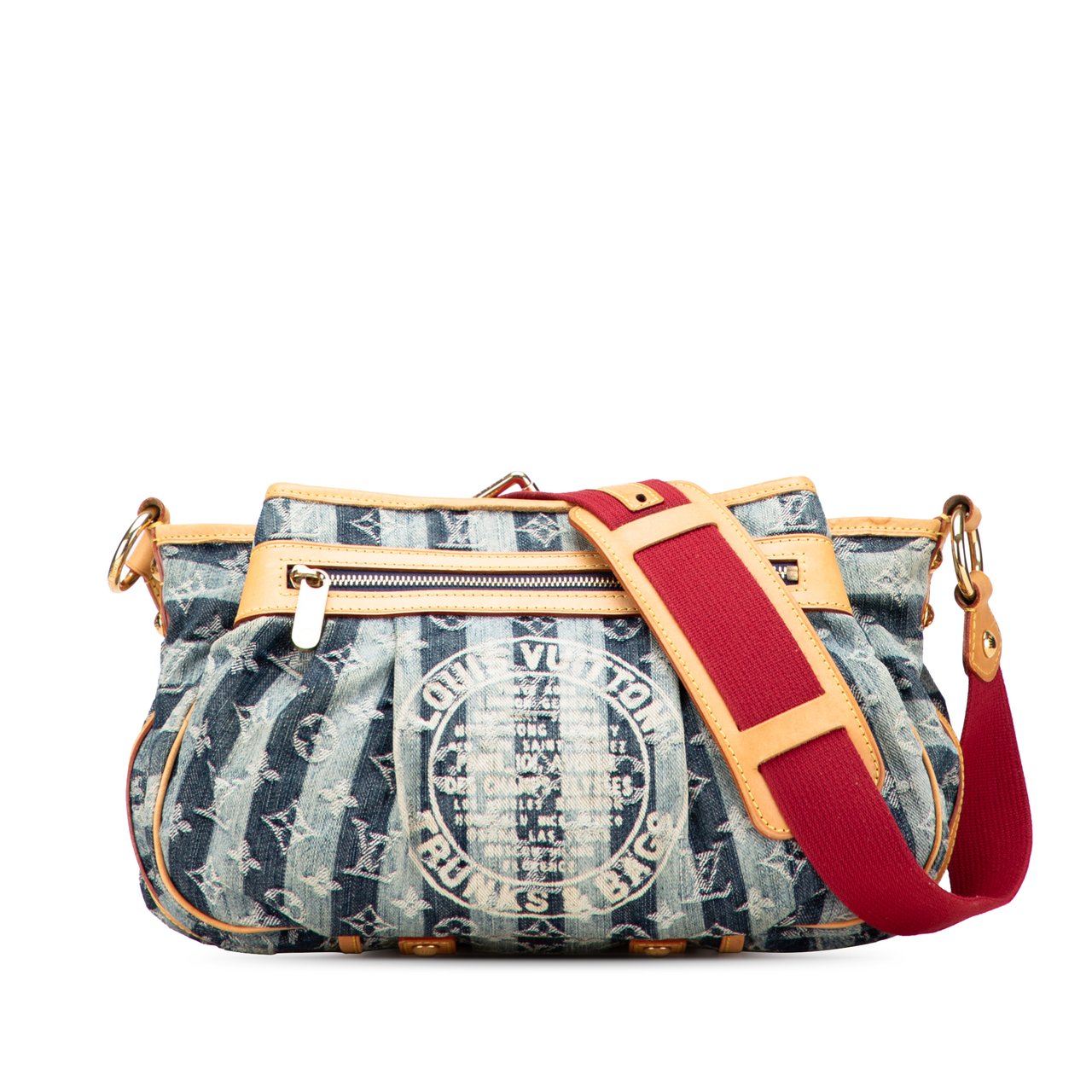 Louis Vuitton Monogram Denim Porte Epaule Raye Cabas MM Blauw
