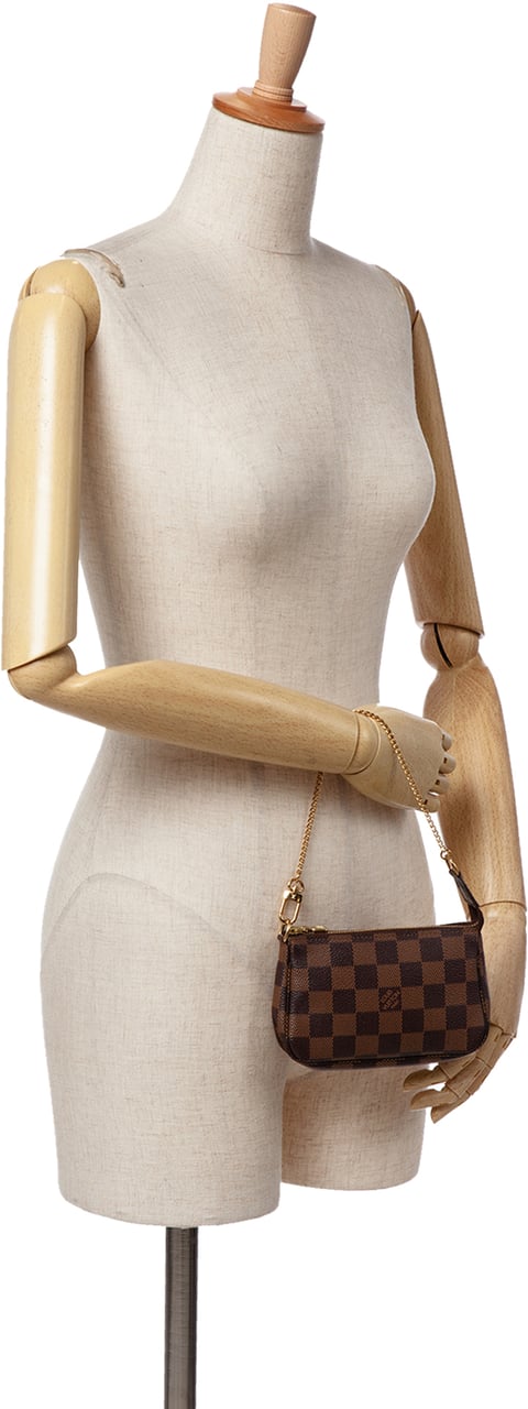 Louis Vuitton Damier Ebene Mini Pochette Accessoires Bruin