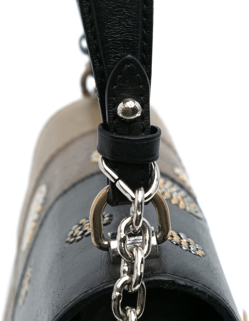 Louis Vuitton Limited Edition Calfskin and Monogram Reverse Studded Night Lights Twist MM Zwart