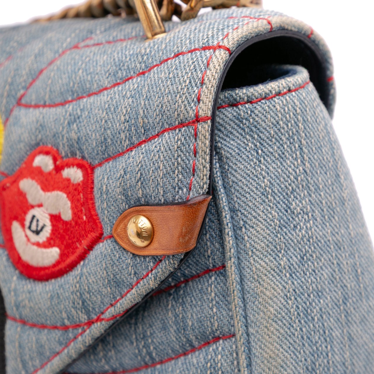 Louis Vuitton Limited Edition Denim Patches New Wave Chain MM Blauw
