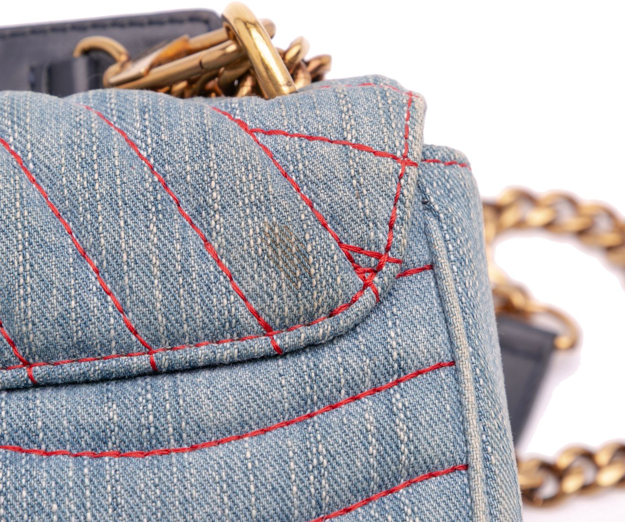 Louis Vuitton Limited Edition Denim Patches New Wave Chain MM Blauw