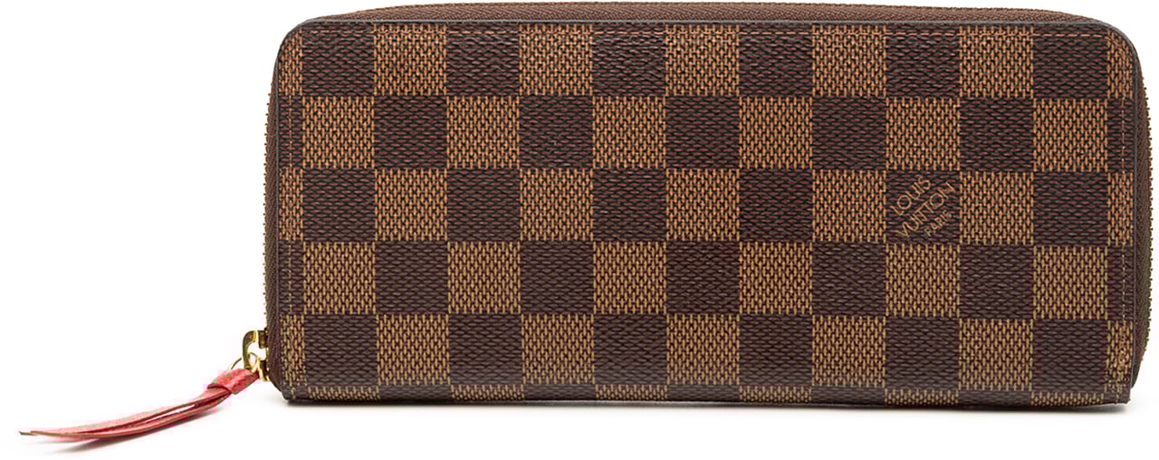 Louis Vuitton Damier Ebene Clemence Zippy Wallet Bruin