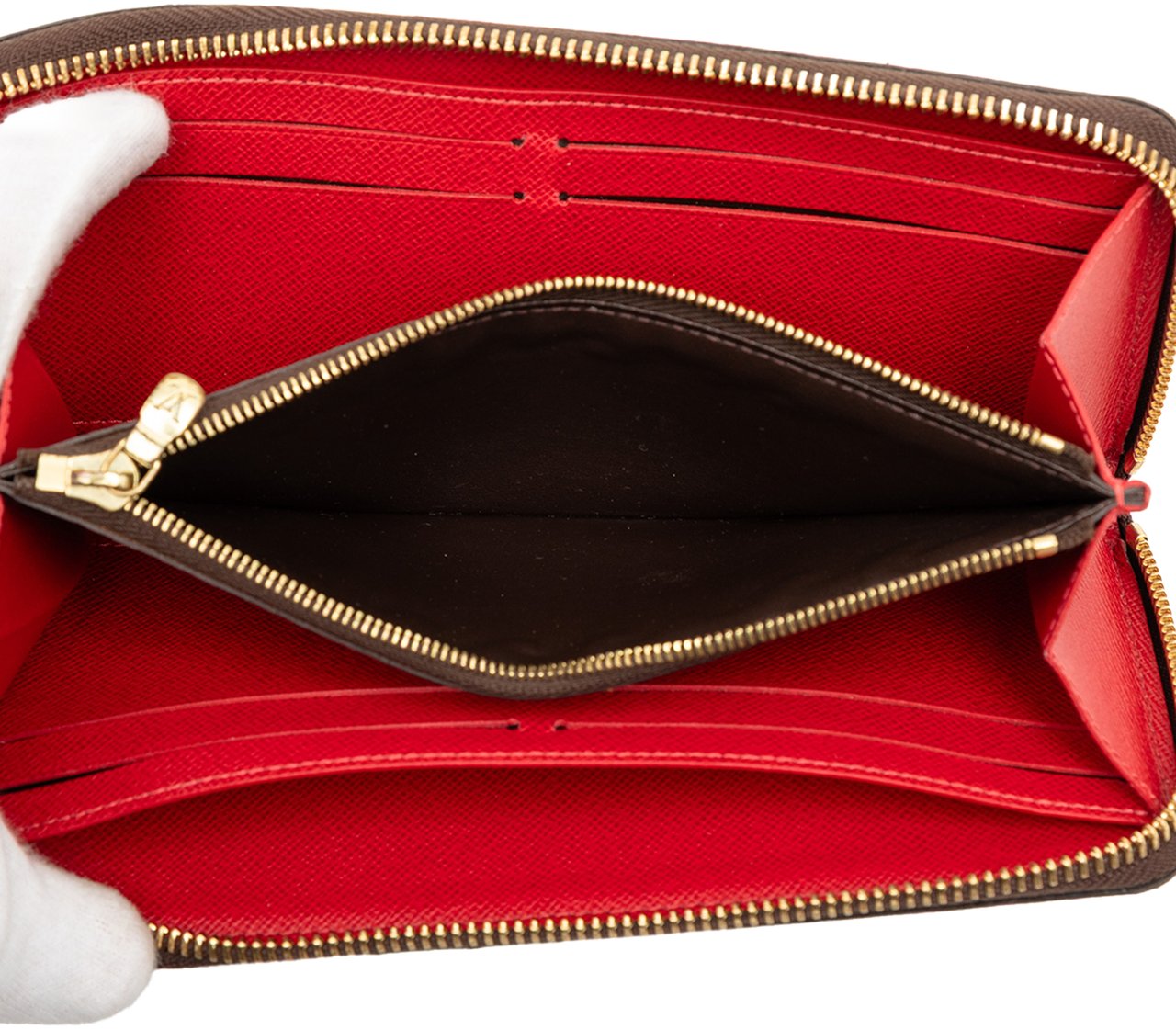 Louis Vuitton Damier Ebene Clemence Zippy Wallet Bruin